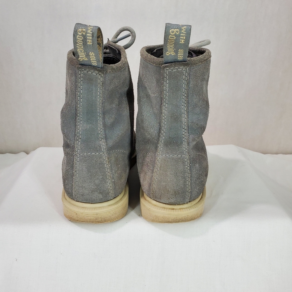 Dr Martens Whiton Gray Suede Unisex Boots Mens Size 4 Womens Size 6 High Top - Picture 9 of 13